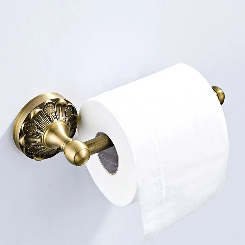 Brass Bronze Four Piece Set Of Hardware Accessories Toilet Paper Holder Towel Ring Horizontal Bar 60 cm Clothes Hook Bathroom