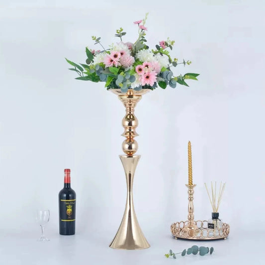 PEANDIM Luxury Gold Flower Vase Wedding Party Centerpieces Flowers Stand Event Party Road Lead Home Decoration Vases 8pcs/lot