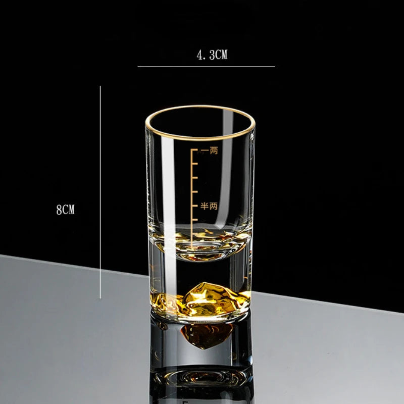 4pcs/2pcs Golden Mountain Vision Cup Gold Foil Glass Luxury Shot Glass 50ml Small Capacity Wine Glass Spirits Cups Tea Drinkware