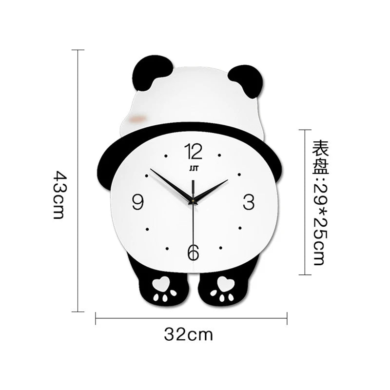 Cartoon Panda Wall Clock Home Living Room Decoration Swing Clocks Brief Modern Minimalist Wood Clock for Wall Decor