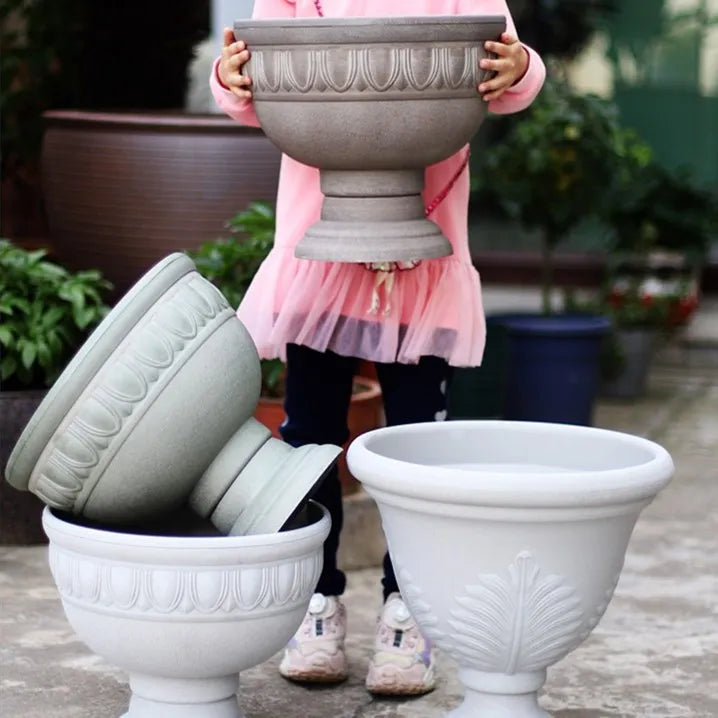 46cm Wide Large Size Retro Style Make Old Flower Pot Thickening Plastic Resin Courtyard Plant Flower Pot Balcony Courtyard Vases