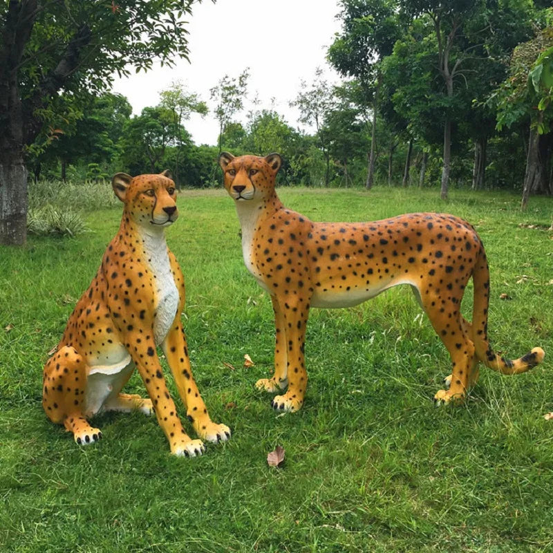 Simulated animal money leopard fibreglass ornaments garden decoration courtyard Outdoor garden decoration sculpture