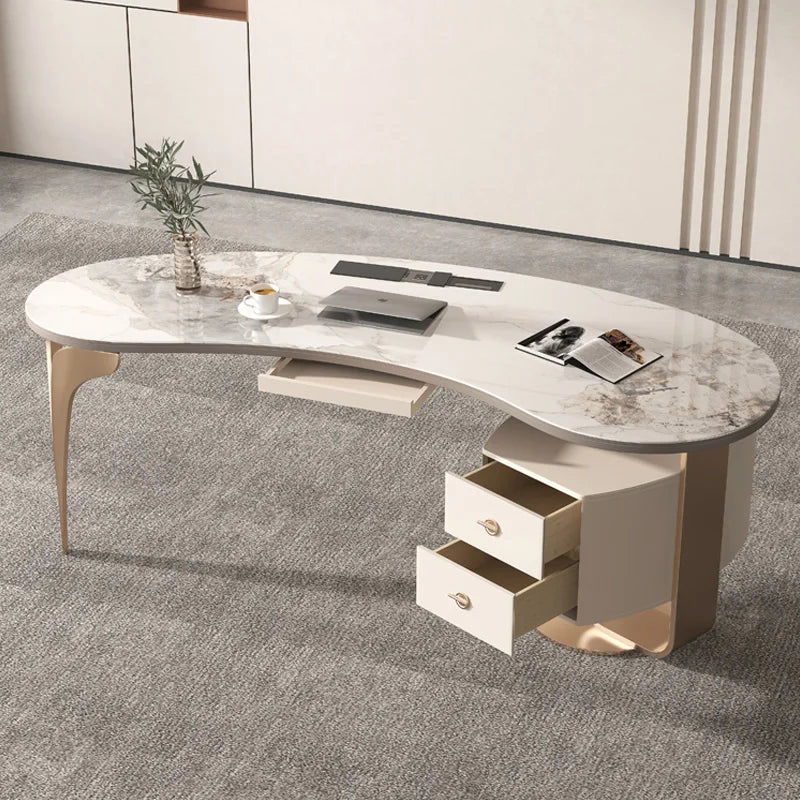 Light Luxury Rock Slab Desk Modern Minimalist High-End Glossy Countertop Small Household Computer Desk