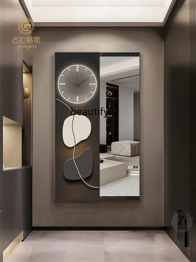 Modern Minimalist with Clock Hidden Full Body Decorative Painting Invisible Dressing Mirror Entrance Painting Mirror Painting