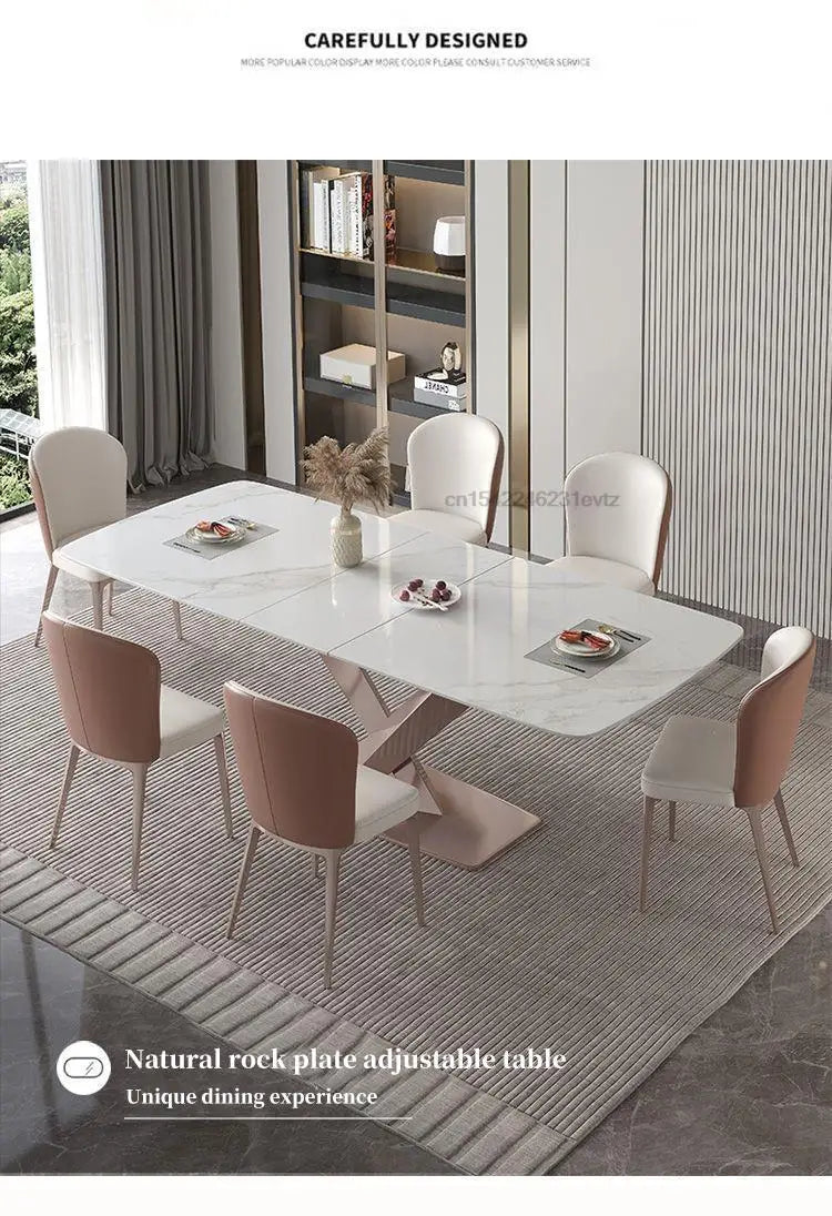 Extendable Light Luxury Dining Table And Chairs Combination Rock Plate Tabletop Home Furniture Multifunctional Kitchen Tables