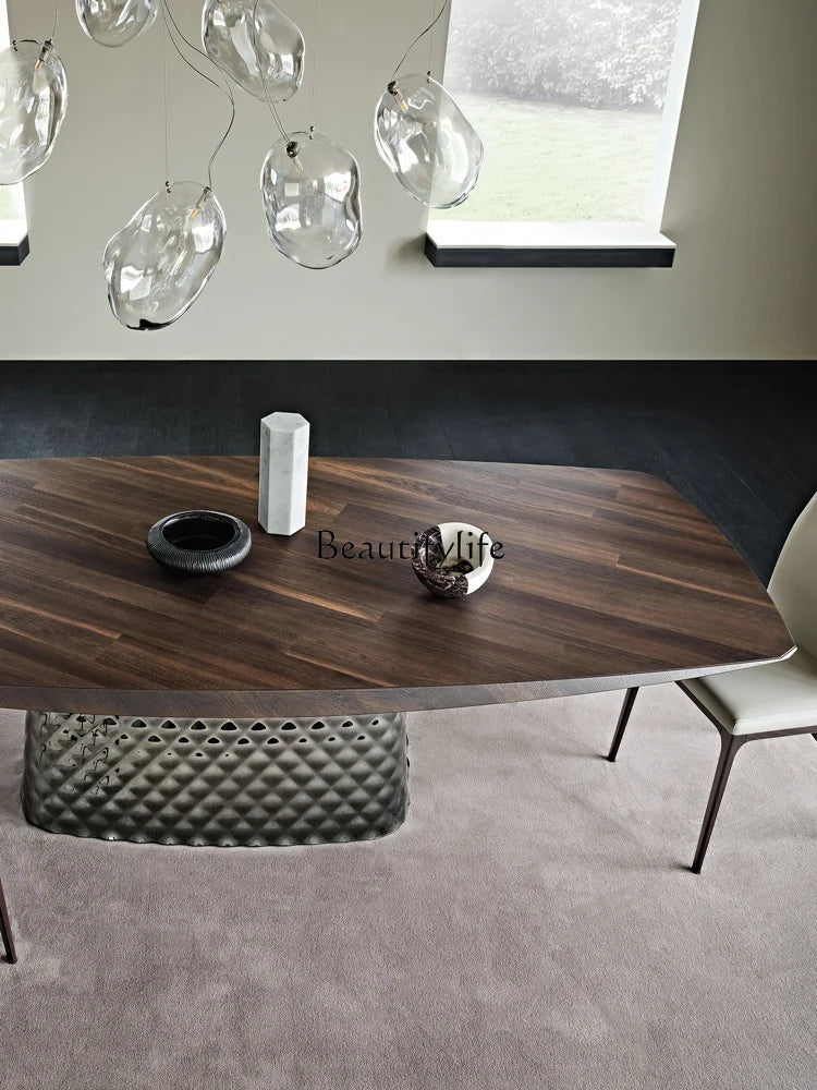 Italian Minimalist Black Walnut Dining Table Rectangular Villa Living Room Long Table