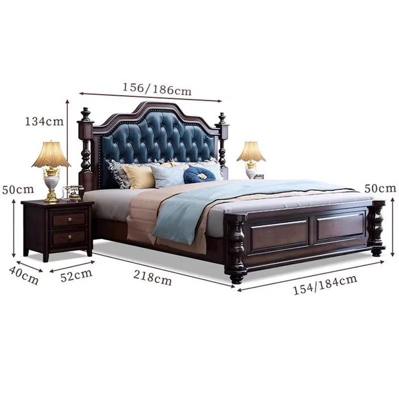 Waterproof Wood Bed Aesthetic Double Lounge Headboards Bed Multifunctional Frame Cama Elastica Pula Pula Bedroom Furniture