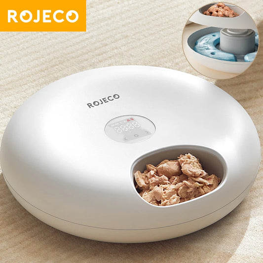 ROJECO 6 Meals Automatic Pet Feeder Smart Cat Food Dispenser For Wet & Dry Food Kibble Dispenser Accessories Auto Feeder For Cat