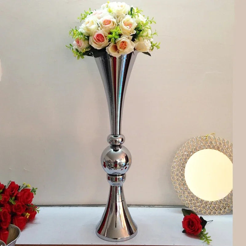 PEANDIM 10pcs/lot Luxury Floor Flower Vase Mariage Table Centerpieces Metal Flowers Stand For Home Wedding Party Decoration