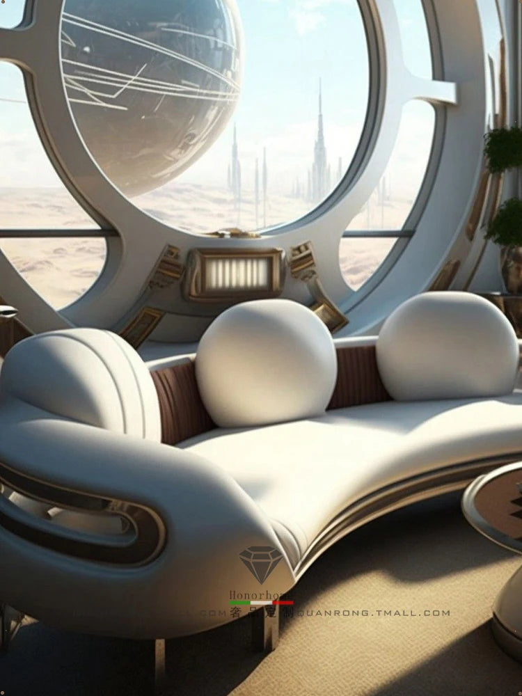 Advanced design sense, creative curved corner sofa, headphone shaped technology sense, reception sofa in the lobby