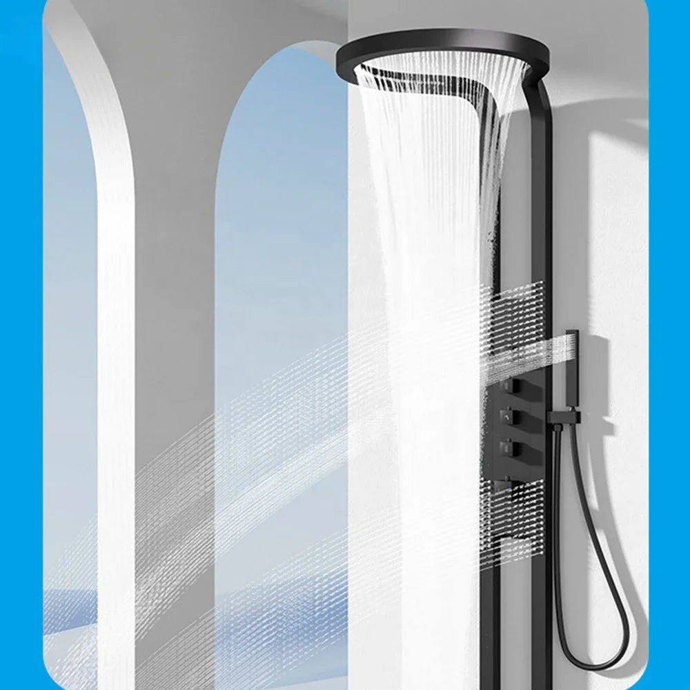 Luxury bathroom  waterfall shower set Tiktok hot sale design black shower set