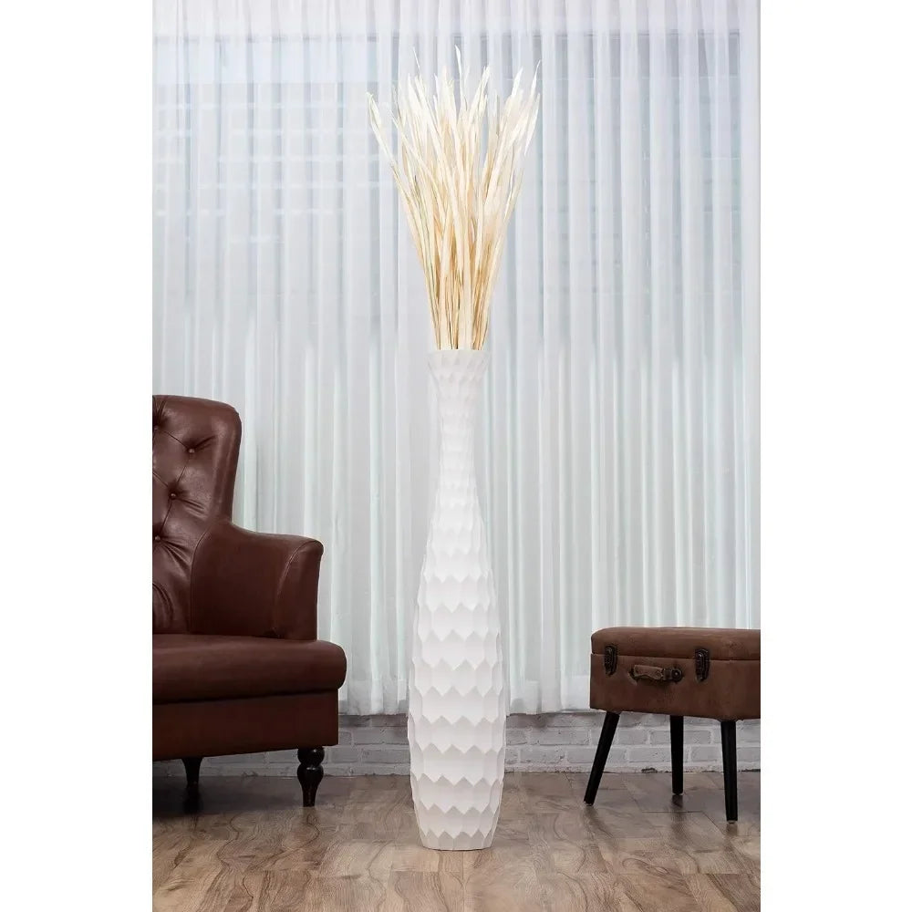 Sophisticated Vessel for Decorative Branches and Dried Flowers Golden Vase Aesthetic 43 Inches White Freight Free Vases Luxury