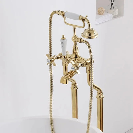 Luxury Brass Bathroom bathtub Faucet set floor Decked American style shower faucet set gold chrome High Quality