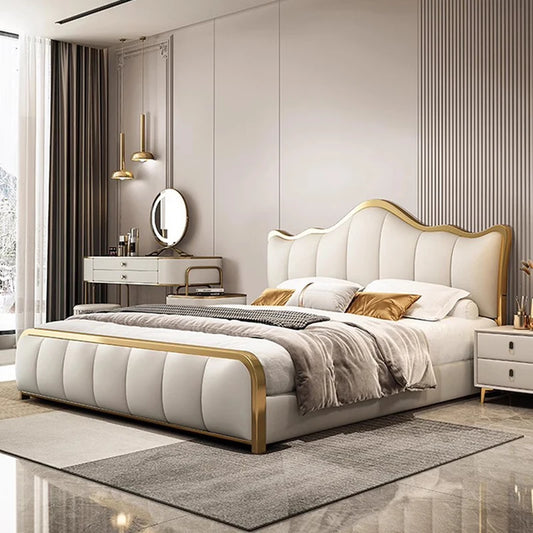 Luxury Aesthetic Bed Bedroom Modern Nightstands Unique Beds Headboards King Size Frame Cama De Lujo Para Dormitorio Furniture