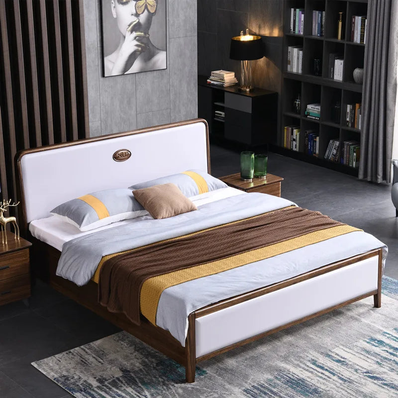 Furniture Bedroom Ebony Solid Wood Bed 1.8m Double Bed Modern Simple Storage Master Bedroom Wedding Bed