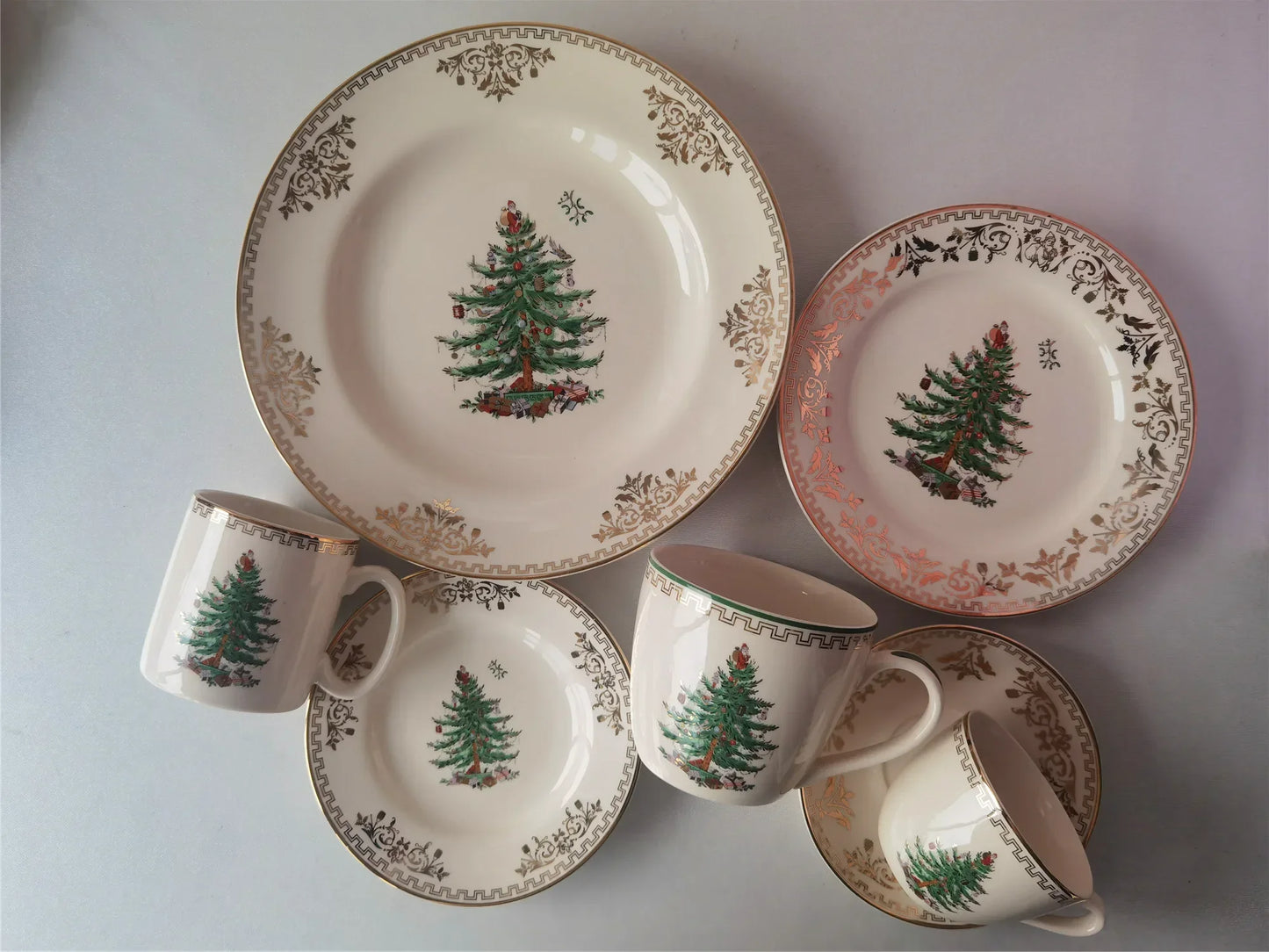 High-End Series Golden Flower Christmas Large Plate Medium Plate Small Kit Coffee Set Mug Dinner Plate Ceramic Dishes  Plates