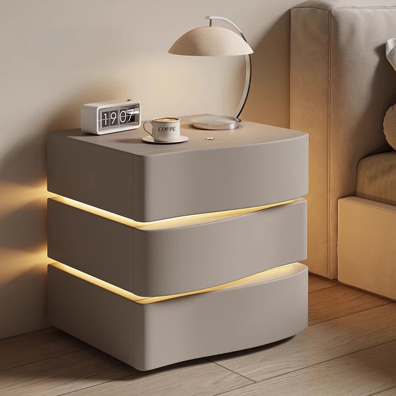 White Drawers Nightstands Lamp Low Luxury Minimalist Aesthetic Bedside Table Nordic Modern Table De Chevet Library Furniture