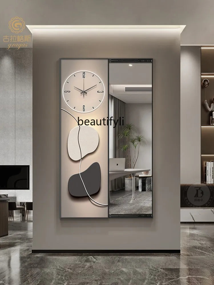 Modern Minimalist with Clock Hidden Full Body Decorative Painting Invisible Dressing Mirror Entrance Painting Mirror Painting