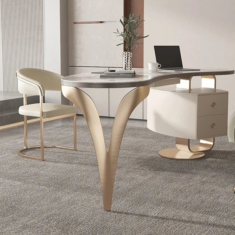 Light Luxury Rock Slab Desk Modern Minimalist High-End Glossy Countertop Small Household Computer Desk