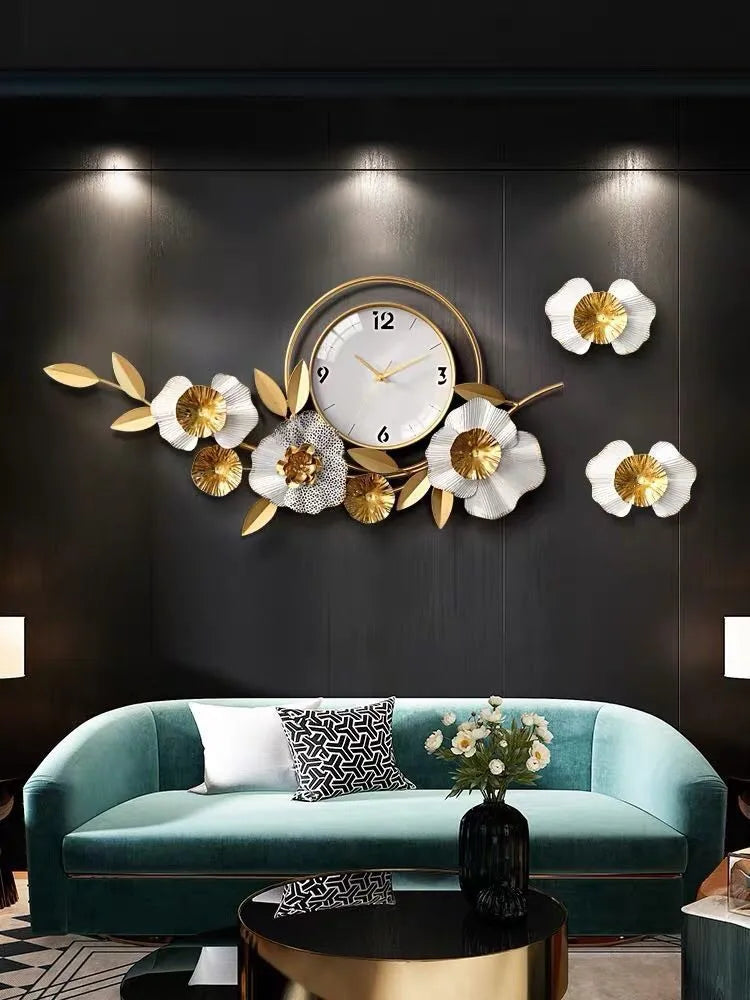 Modern Minimalist Wall Decoration Wall Clock Wall Hanging Iron Clock Hollow Pendant Homestay Three-dimensional Wall Decoration