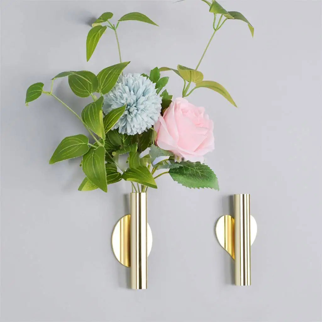 Wall Hanging Vase Nordic Style Golden Wall Flower Living Room Entrance Wall Blossom Vase DIY Flower Home Decorations