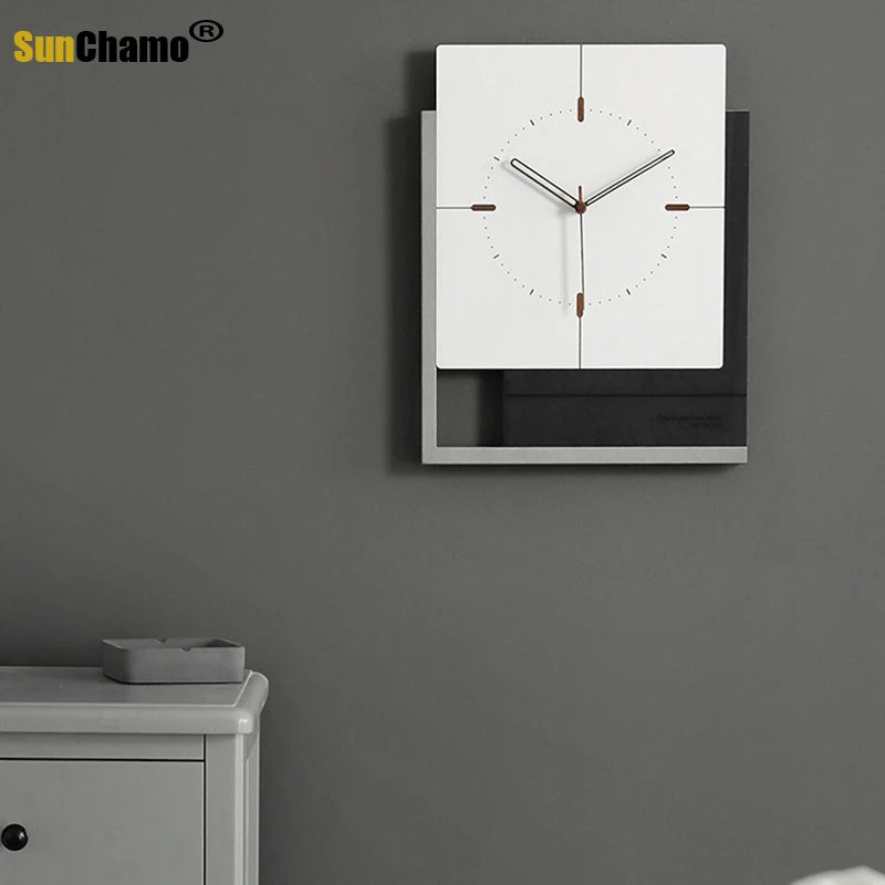 Square Living Room Nordic Light Luxury Clock Clock Wall Modern Minimalist Personality Mute Art Office Decor Home Decoration