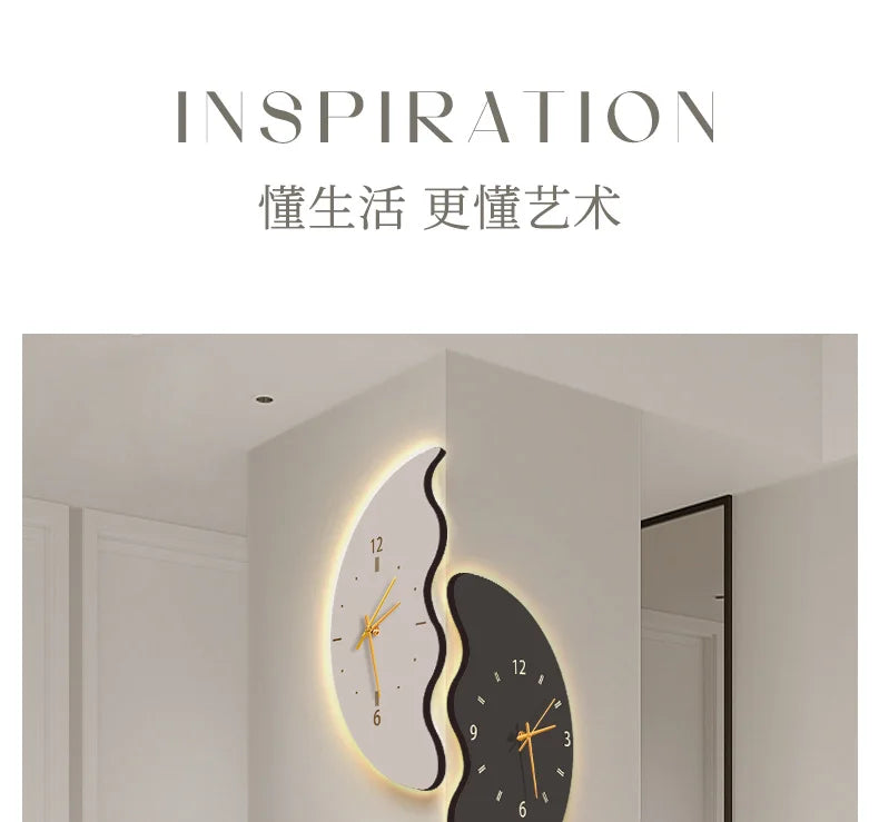 Double-sided Corner Wall Clock Living Room Simple Light Luxury Creative Art Clock Wall Lamp Modern Household Corner Wall Watch