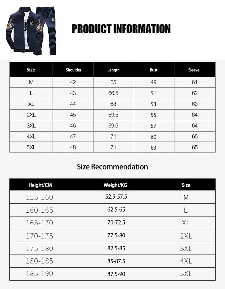 2024 New Men's Tracksuit Fleece Jacket and Sweatpants 2 Piece Set Spring Autumn Sports Suit Long Sleeve Sets Men Sweatsuit Warm