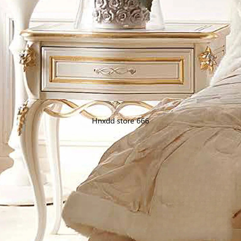 Double bed, European style large luxury wedding, French style small luxury 1.8 meters, solid wood white fabric 2 meters