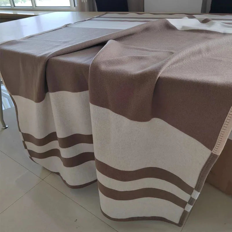 Wool Striped Blanket Shawl Cashmere Winter Sofa Throw Bed Cover Hotel Cover Air Conditional Blanket Home Decoration