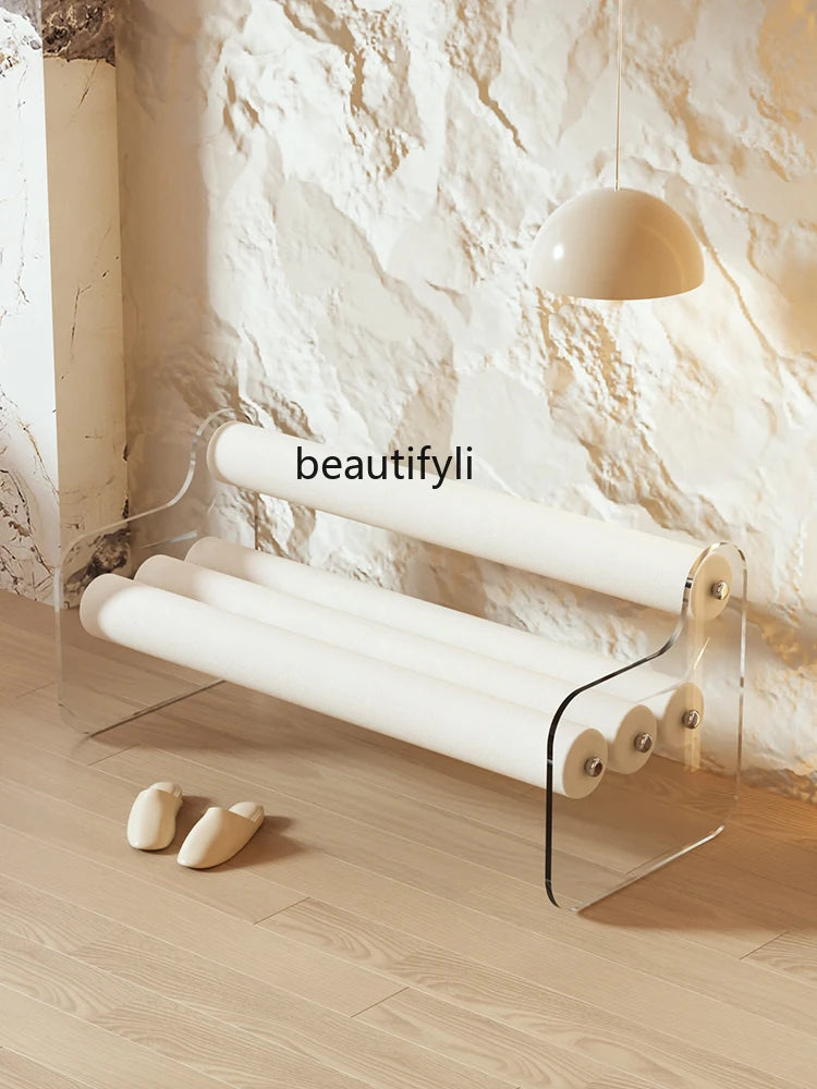 Transparent Acrylic Shoe Changing Stool Bench Footstool Bedroom Bed End Stool Dining Tables and Chairs