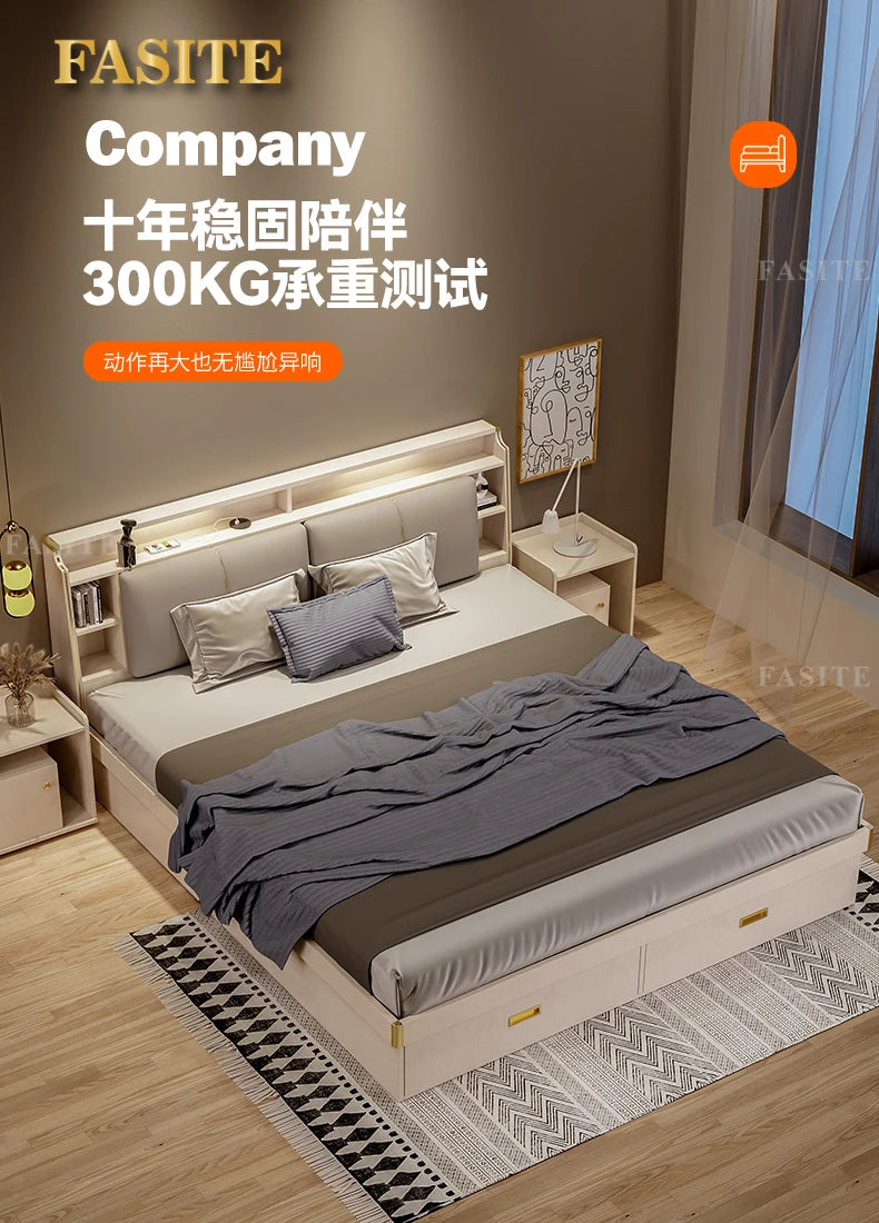 Modern Marriage Bed Minimalist Queen Size Luxury Bedroom Bed Multifunctional Storage Camas De Casal De Luxo Home Furniture