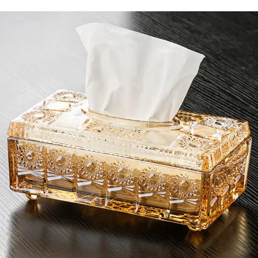 Relief Pattern Glass Tissue Boxes Paper Towel Napkin Holders Home Living Room Desktop Napkin Toilet Paper Box Storage Containers