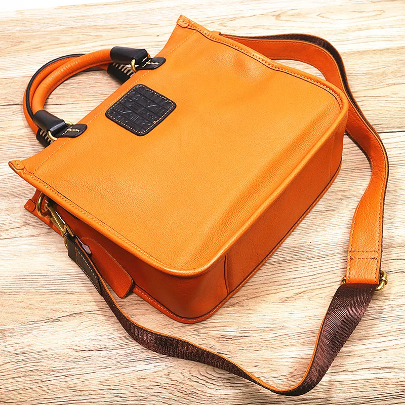 2024 Genuine Leather Handbag For Women 100% Real Cowhide Vintage Luxury Design Lady's Shoulder Bag Crossbody Bags High Quality