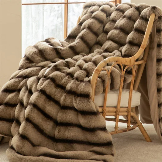 Imitation Rabbit Fur Plush Blanket Throw Blankets for Bedroom Hotel Travel Winter Warm Bedspreads Super Soft Sofa Beds Blanket