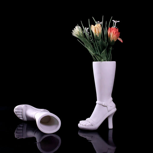 Creative Resin High-heeled Shoes Vase Ornament Dried Flower Flower Arrangement Fun Modern Fashion Ornament Plant Flower Pot