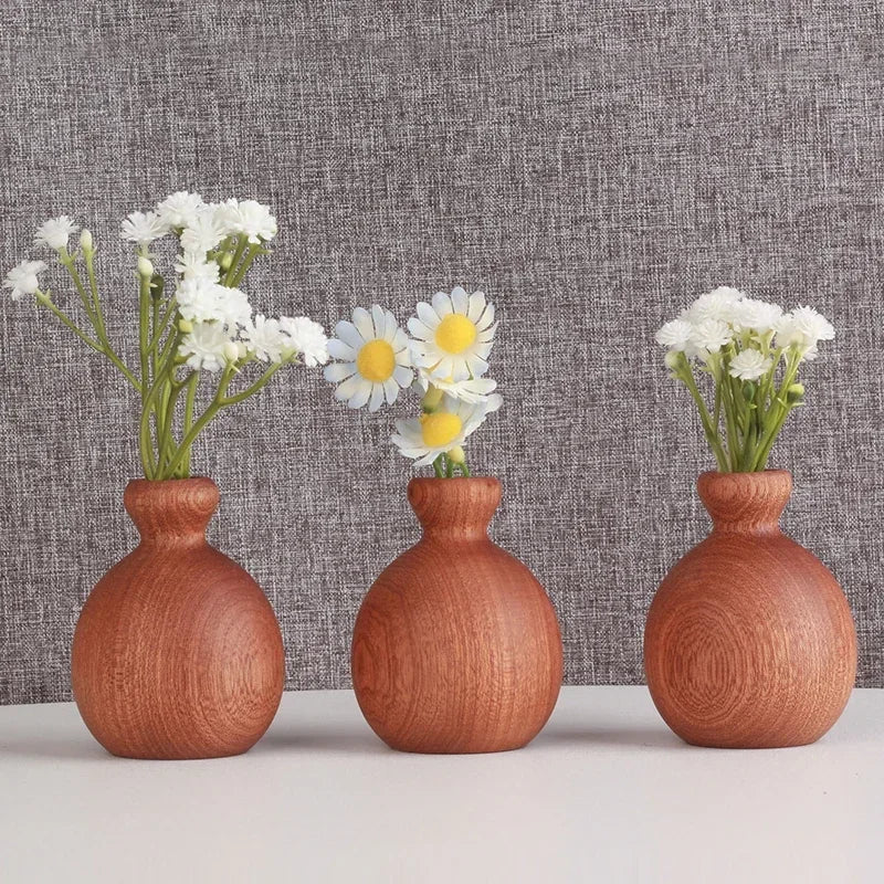 20241pc Nordic Minimalism Wooden Vase for Plants Solid Wood Flower Vases Plants Pot Flower Arrangement Tabletop Home Ornaments