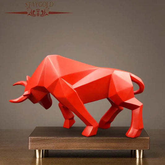 32cm Statue Red Bull Sculpture Home Decor Animal Figurine Nordic Home Decoration Tabletop Statues Bulls Figurines Cabinet