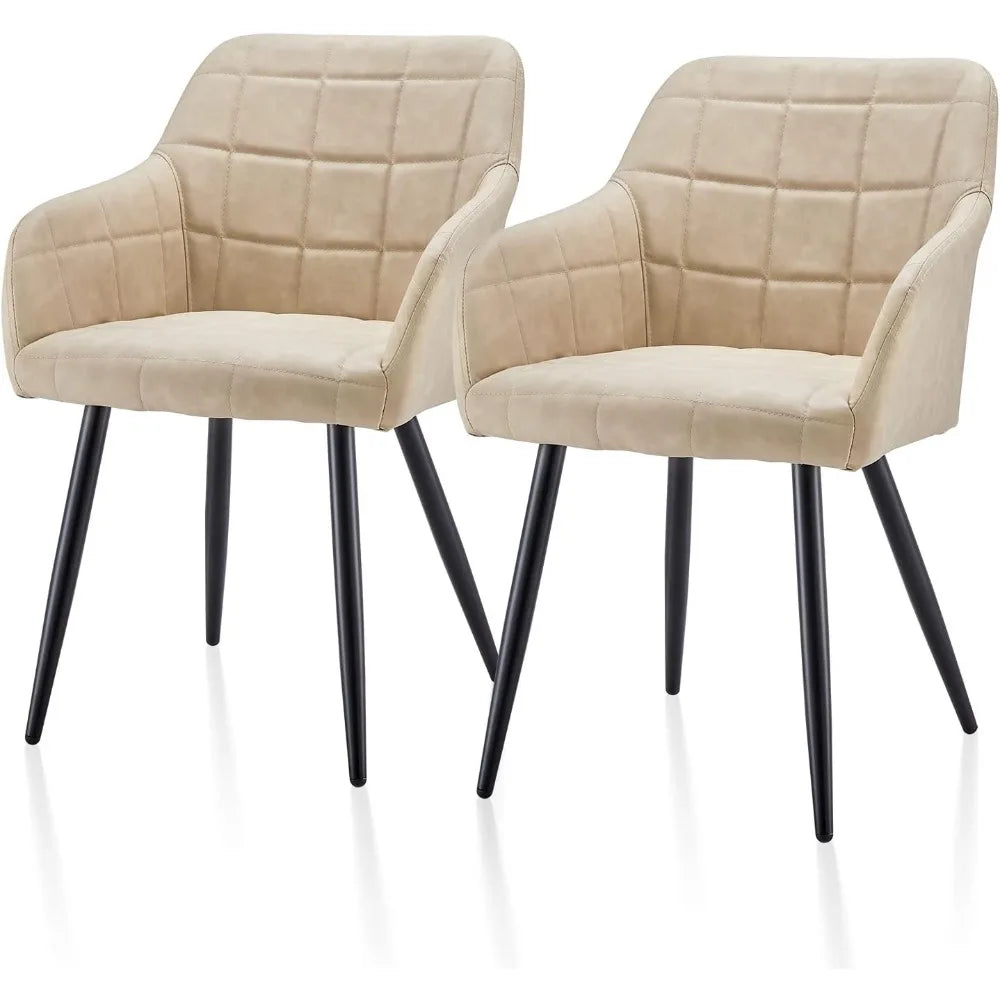 Modern Dining Chairs Set of 2, PU Leather Upholstered Accent Arm Chair with Padded Seat, Armrest & Backrest, Armchair