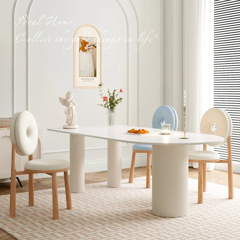 Cream donut dining chair, simple bedroom dressing stool, high-end sherpa backrest leisure bench, chair, Home furniture