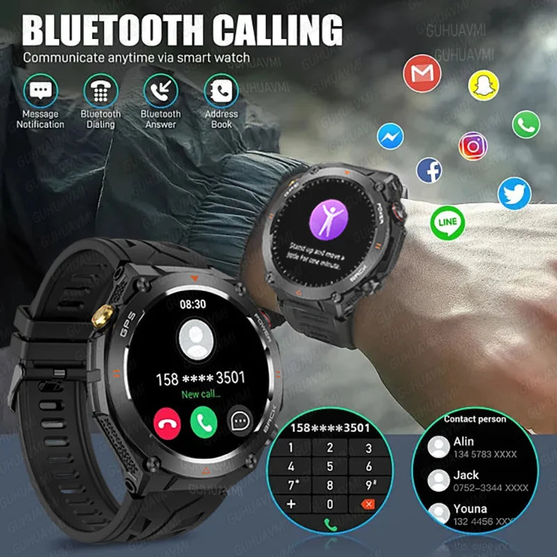 New GPS Smartwatch 1.45'' AMOLED Display 100 Sports Modes Voice Calling Smart Watch Men Women Military Grade Toughness Watches