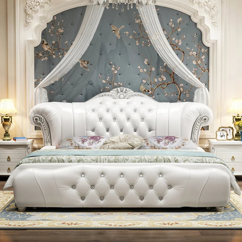 Leather Vip Bed Aesthetic Nordic Princess Headboards Bed Queen Lounge Letto Matrimoniale Multifunzione Bedroom Furniture