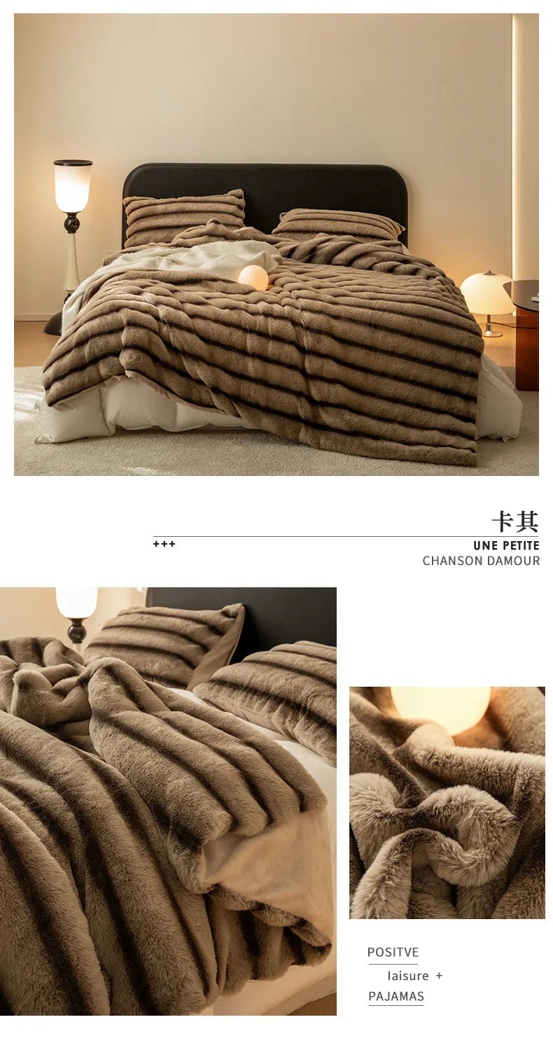 Imitation Rabbit Fur Plush Blanket Throw Blankets for Bedroom Hotel Travel Winter Warm Bedspreads Super Soft Sofa Beds Blanket