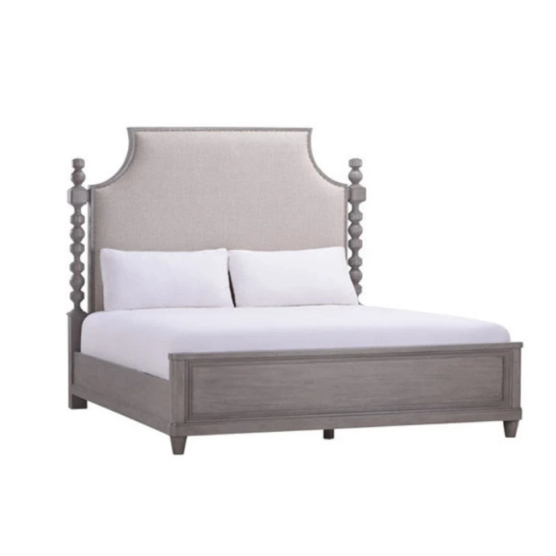 American Light Luxury Solid Wood Bed French Country Retro Master Bedroom Double Bed Art Murray Gray Furniture