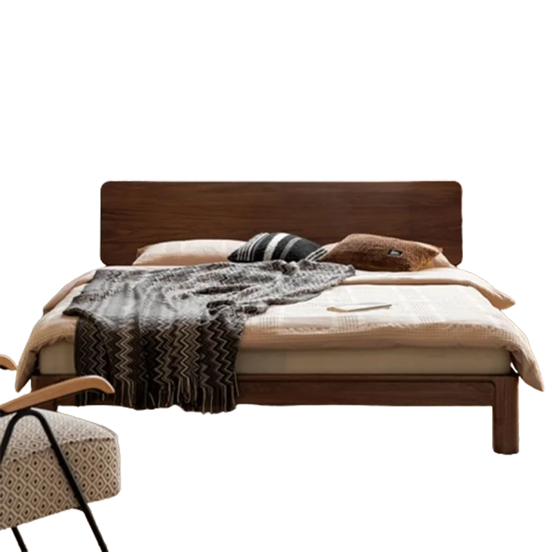 American Storage Double Bed Walnut Bedroom High End Designer Double Bed Simple European Solid Camas De Dormitorio Furniture