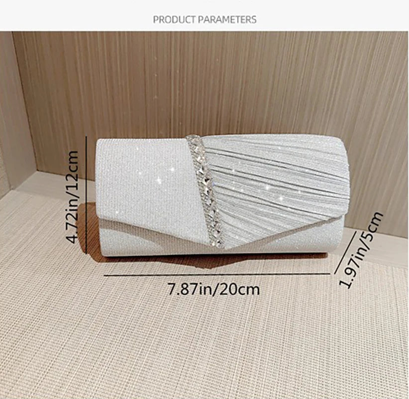 Fashion Luxury Clutch Bag for Women's Shiny Rhinestone Envelope Evening Bag Chain Shoulder Bag Purse Lady Wedding Party Handbag