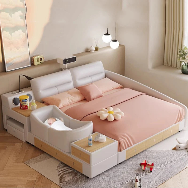 Children Tatami Double Bed Modern Storage Combination Comferter Double Bed Luxury White Camas Moderrnas Inteligentes Furniture