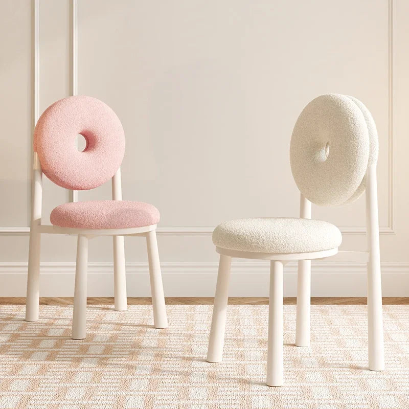 Cream donut dining chair, simple bedroom dressing stool, high-end sherpa backrest leisure bench, chair, Home furniture