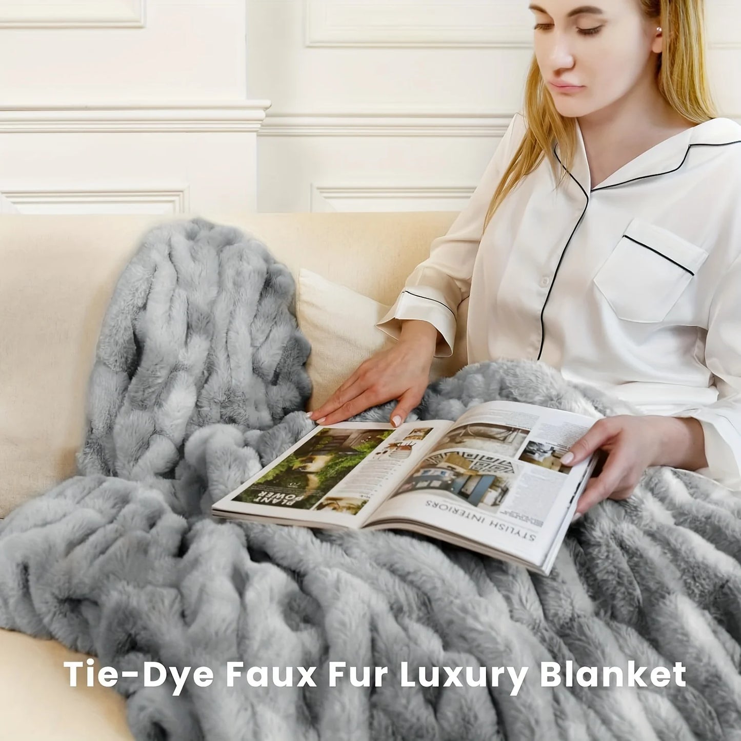 Soft Fuzzy Faux Fur Throw Blanket in Camel Cozy Fluffy Plush Fleece Blanket Furry Shaggy Accent for Couch Bed Sofa Travel Office