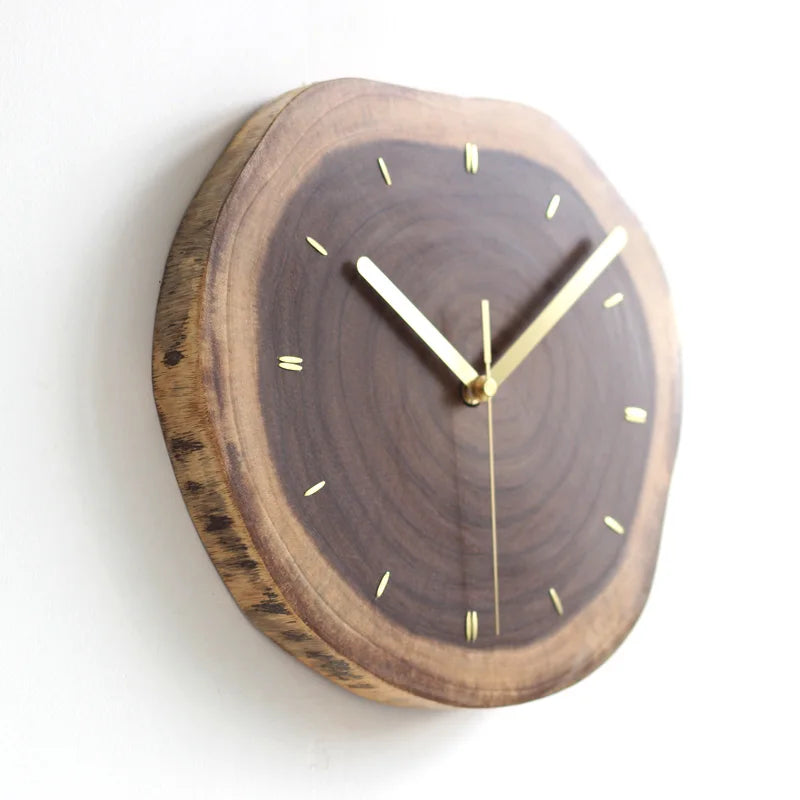 Modern Minimalist Wall Clock Wooden Mute Annual Ring Single-sided Clock Living Room Creative Fashion Wall Watch Home Decoration